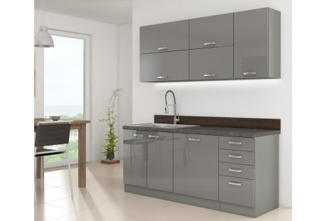 Meble kuchenne Grey grafit połysk / szary matowy 1,8 m