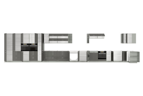 Meble kuchenne Grey grafit połysk / szary matowy 2,6 m x 2,7 m