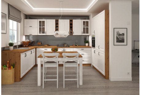 Meble kuchenne Stilo biały / dab artisan 2,65 m x 3,0 m x 1,8 m