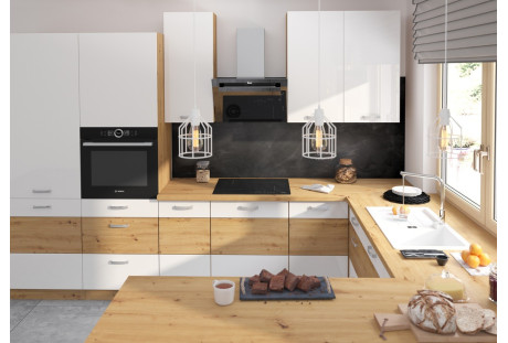 Meble kuchenne Artisan biały połysk / dab artisan 2,6 m
