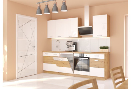 Meble kuchenne Artisan biały połysk / dab artisan 2,5 m
