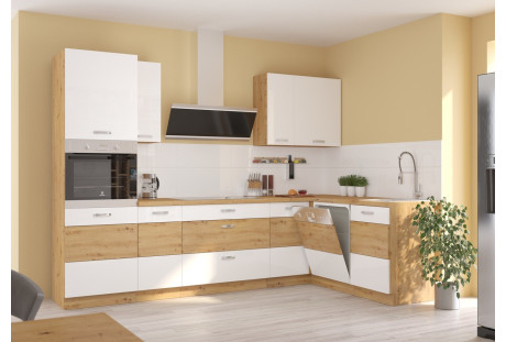 Meble kuchenne Artisan biały połysk / dab artisan 2,85 m x 1,7m