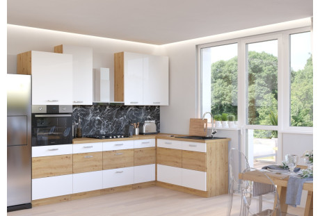 Meble kuchenne Artisan biały połysk / dab artisan 2,75 m x 1,7m