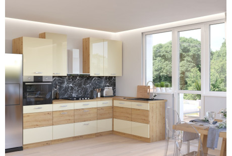 Meble kuchenne Artisan krem połysk / dab artisan 2,75 m x 1,7m