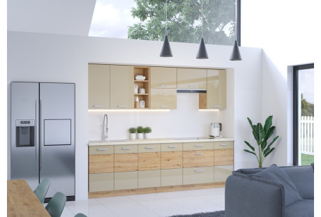 Meble kuchenne Artisan cappucino połysk / dab artisan 2,6 m