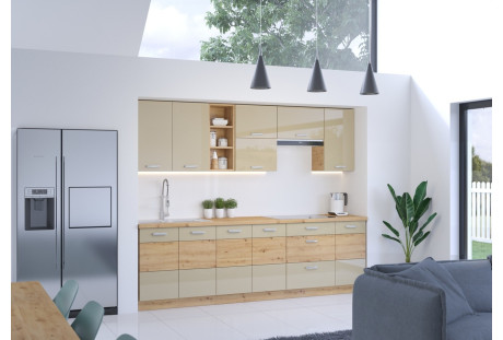 Meble kuchenne Artisan cappucino połysk / dab artisan 2,6 m