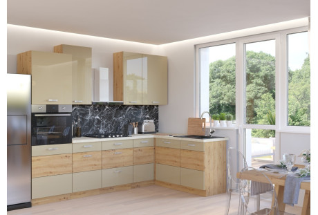 Meble kuchenne Artisan cappucino połysk / dab artisan 2,75 m x 1,7m