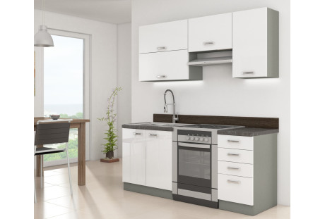 Mały zestaw Bianca biały połysk / szary matowy 1,8 m (a)