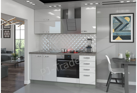 Mały zestaw Bianca biały połysk / szary matowy 1,8 m (a)