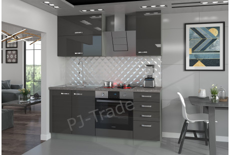 Meble kuchenne Grey grafit połysk / szary matowy 1,8m