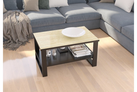 Stolik kawowy w stylu industrialnym Galia - Tawertyn połysk