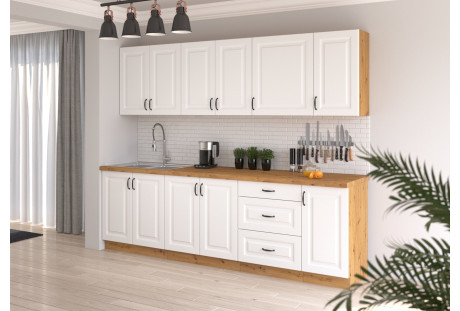Meble kuchenne Stilo biały / dab artisan 1,2 m na 2,3 m