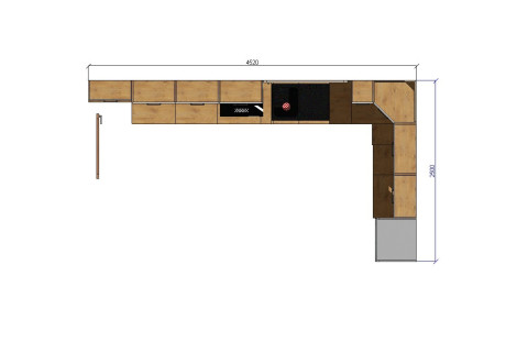 Meble kuchenne Vigo biały połysk / dąb lancelot 4,52m na 2,5 m