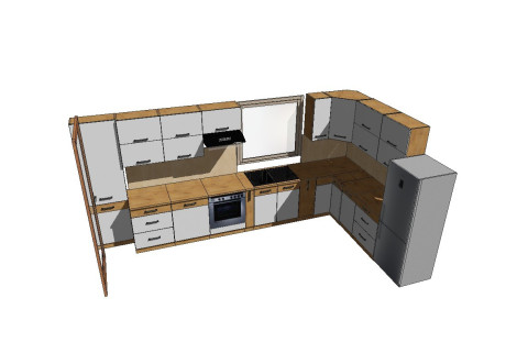 Meble kuchenne Vigo biały połysk / dąb lancelot 4,52m na 2,5 m