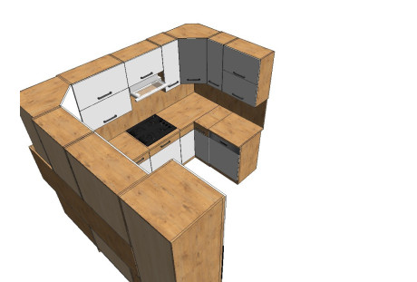 Meble kuchenne Vigo biały połysk / dąb lancelot w literę U