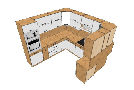 Meble kuchenne Vigo biały połysk / dąb lancelot w literę U