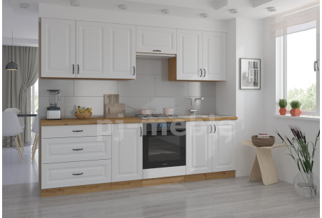 Meble kuchenne Stilo biały / dab artisan 2,6 m