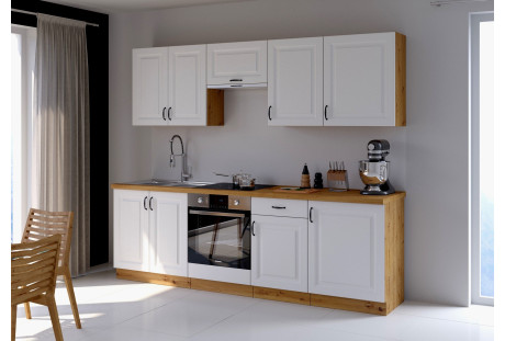 Meble kuchenne Stilo biały / dab artisan 2,5 m