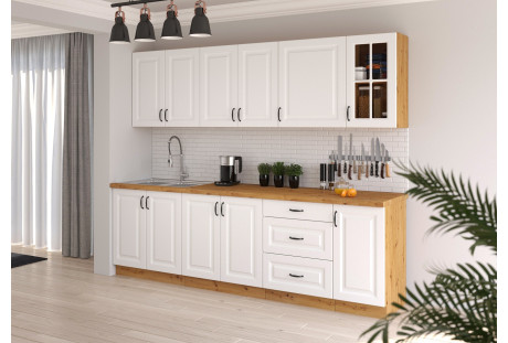 Meble kuchenne Stilo biały / dab artisan 2,6 m