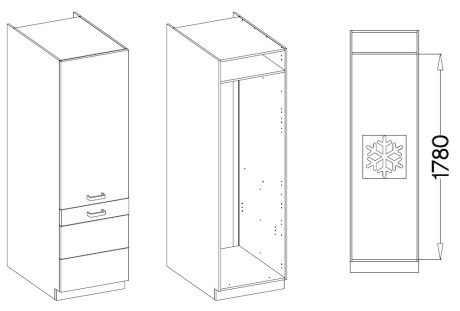 Szafka pod zabudowę lodówki, 60 LO-210 2F - VIGO DARK, pj-meble