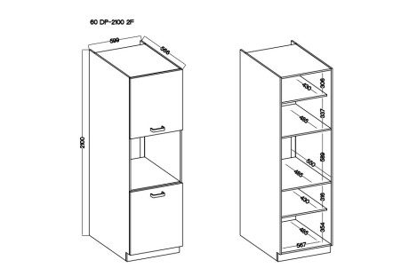 Szafka wysoka-kominowa 60 cm,  60 DPS-210 2F - Mona (Monza) - pj meble