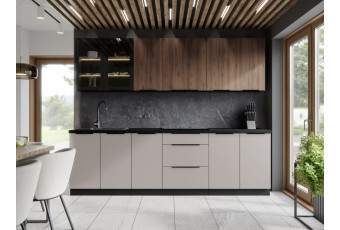 Kuchnia Arko-Mona, 260 cm, Cashmere / czarny mat