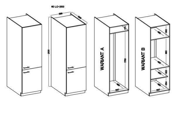 Szafka 60 cm do zabudowy lodówki ,...