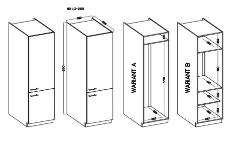Szafka 60 cm do zabudowy lodówki ,  60 LO-210 2F - Como - pj meble